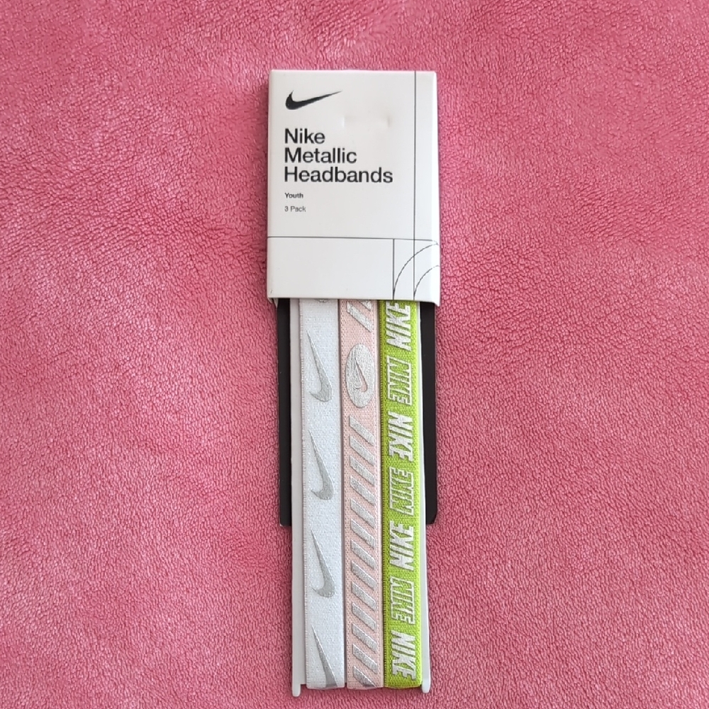 Nike Metallic Headbands in Silver, White, and Lime